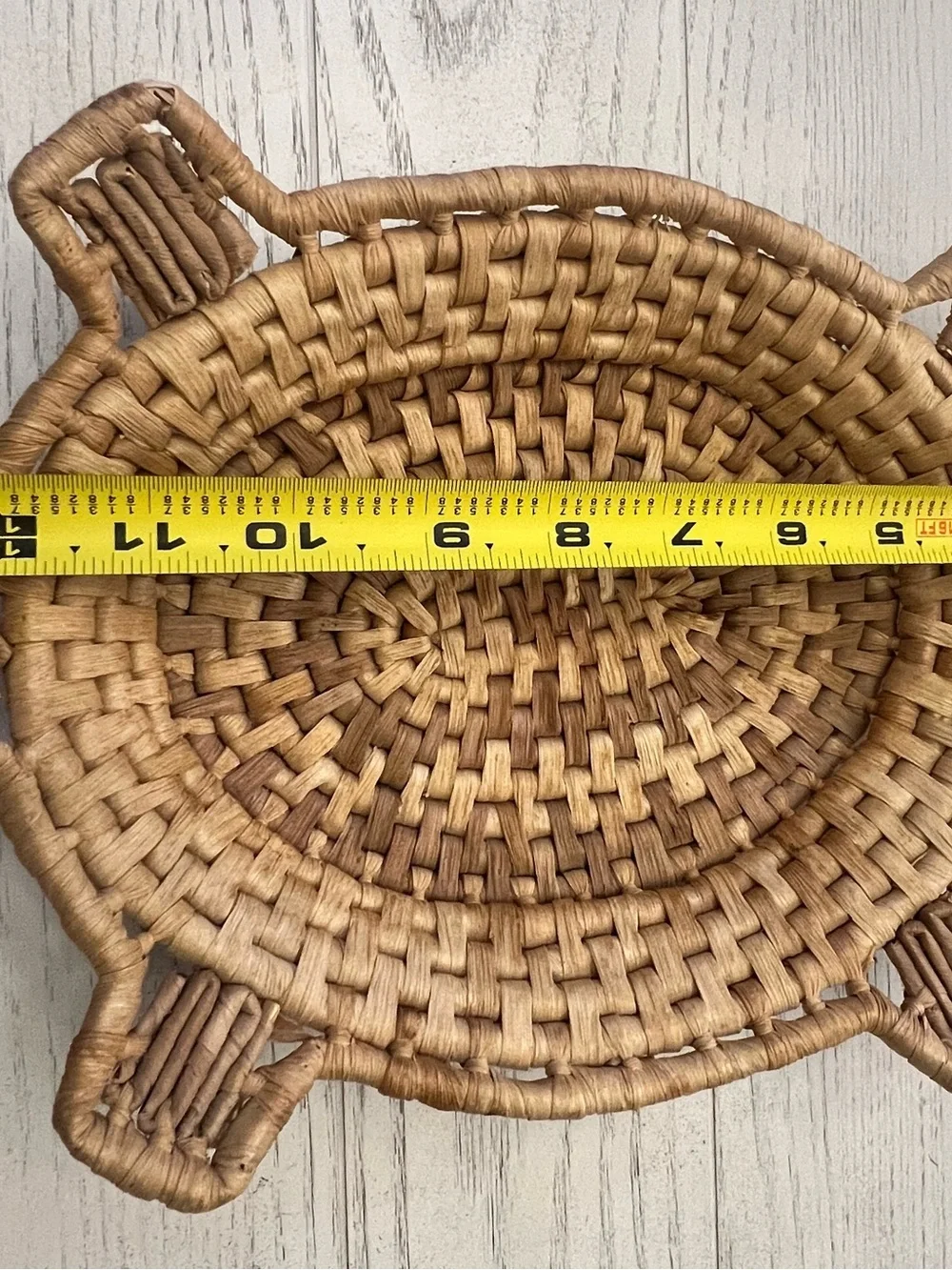 Handwoven Natural Rattan Decorative Turtle Basket - NWOT!